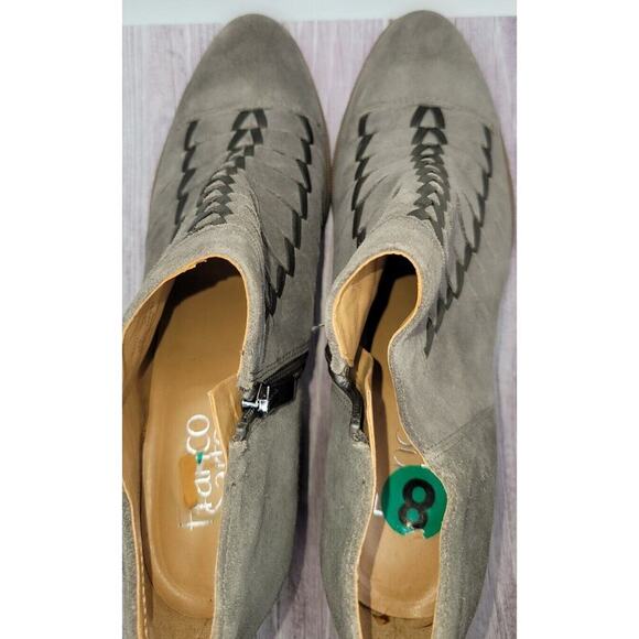 Franco Sarto Women's Dimona Boot Size 8 Block Heel Gray Suede Woven Slits - Picture 5 of 8